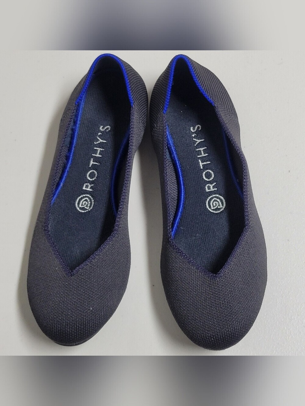Rothy's The Flat Slip On Shoes Maritime Blue Size W7.